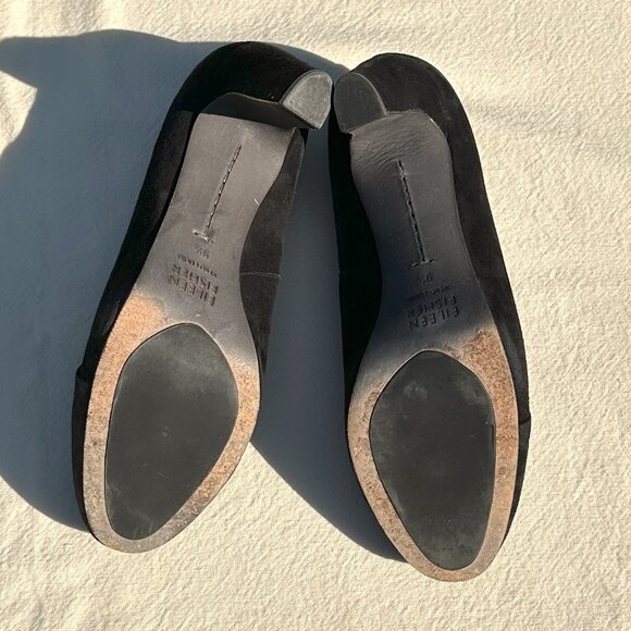 Eileen Fisher Peek Vero Cuoio Black Suede Shootie 9.5 - Picture 5 of 14